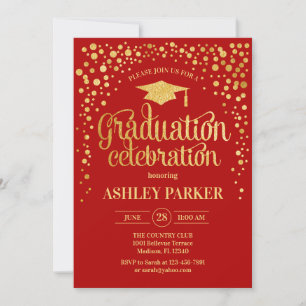 Invitation Graduation - Gold Red