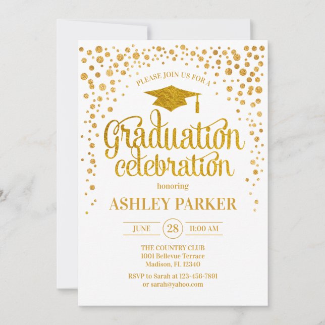 Invitation Graduation - Gold White (Devant)