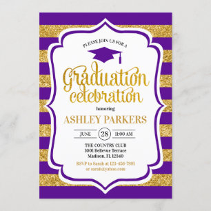 Invitation Graduation - Grèves d'or violet