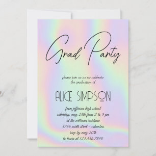 Invitation Graduation Holographique Arc-en-ciel