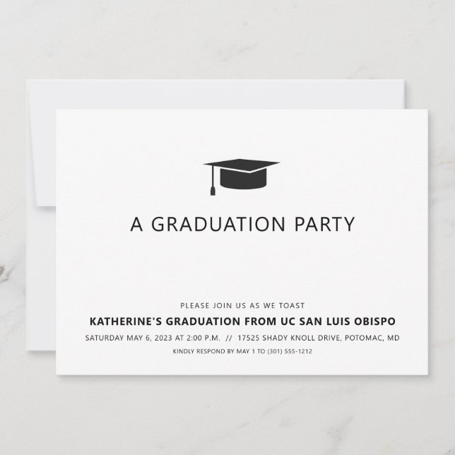 Invitation Graduation minimaliste (Devant)