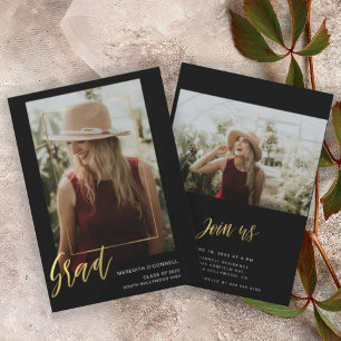 Invitation Graduation minimaliste Gold Script