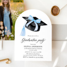 Graduation Moderne Bleu Bow Graduation Cap Arched