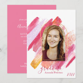 Invitation Graduation moderne en Pink & Gold Arched