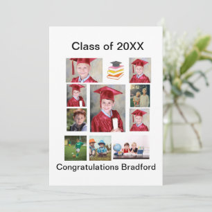 Invitation Graduation moderne personnalisée 11 Photo Collage