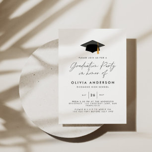 Invitation graduation moderne sobre élégante verte fête
