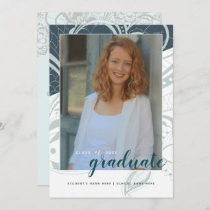 Invitation Graduation Open House Gris Turquoise Design