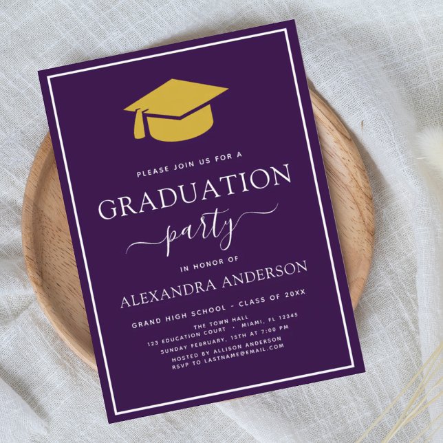 Invitation Graduation Party 2024 Purple Gold Modern Invitatio (Créateur téléchargé)