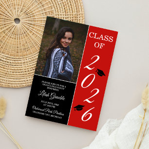 Invitation Graduation Party 2025 Grad Casquette Red