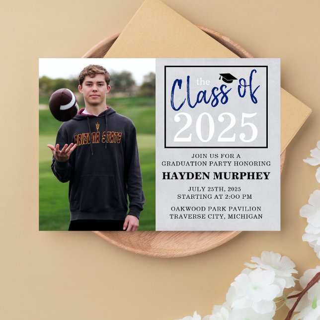 Invitation Graduation Party 2025 Open House Photo Blue (Créateur téléchargé)