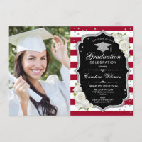 Graduation Party avec photo - Argent Noir Rouge