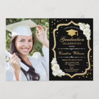 Graduation Party avec photo - Black Gold White