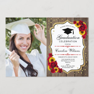 Invitation Graduation Party avec photo - Fleurs de soleil rus