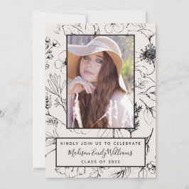 Invitation Graduation Party Blush Botanical Script Photo