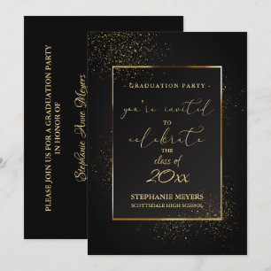 Invitation Graduation Party Elegant Black and Gold Parties sc