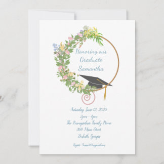 Invitation Graduation Party Floral Design avec personnalisati
