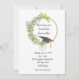 Invitation Graduation Party Floral Design avec personnalisati