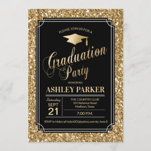 Invitation Graduation Party - Gold Black