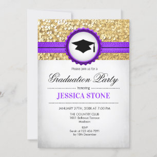 Invitation Graduation Party - Gold Purple White
