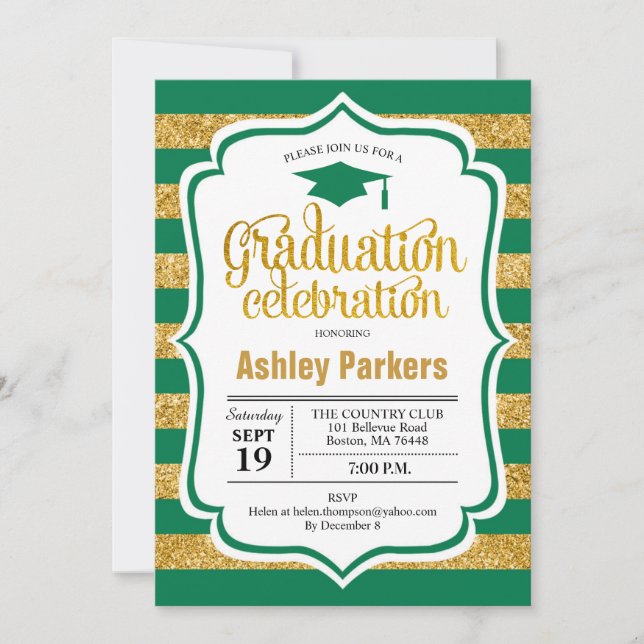 Invitation Graduation Party - Gold Vert (Devant)