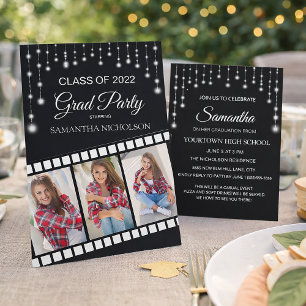 Invitation Graduation Party Photo Film Reel Cinéma Étoiles