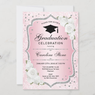 Invitation Graduation Party - Rose or rose blanc