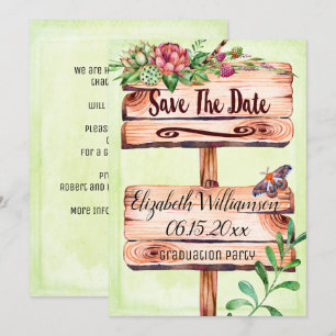 Invitation Graduation Party Signe rustique Enregistrer La Dat