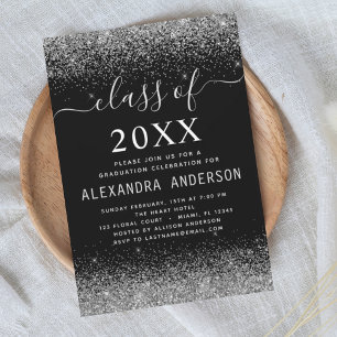 Invitation Graduation Party Silver Black Classe de 2024