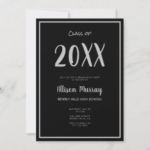 Invitation Graduation photo de script noir moderne