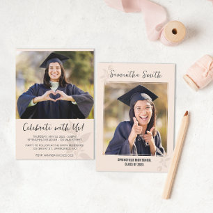 Invitation Graduation photo minimaliste neutre