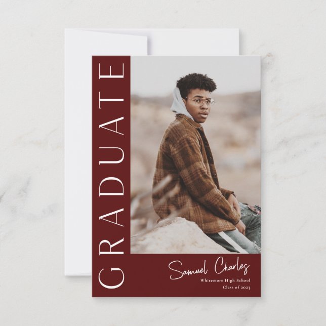 Invitation Graduation photo verticale moderne (Devant)
