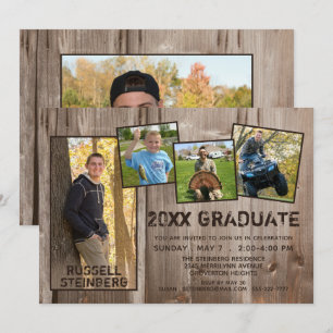 Invitation Graduation Rustique Pays Bois 5 Photo