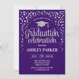 Invitation Graduation - Silver Purple