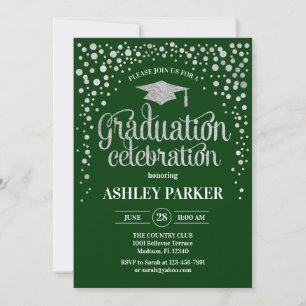 Invitation Graduation - Vert argenté