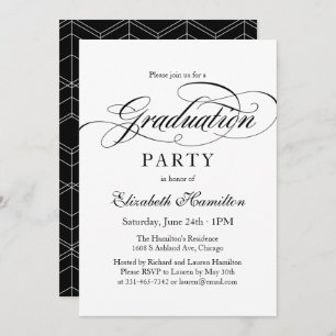 Invitation Gradué Élégant Calligraphie Parti de Graduation