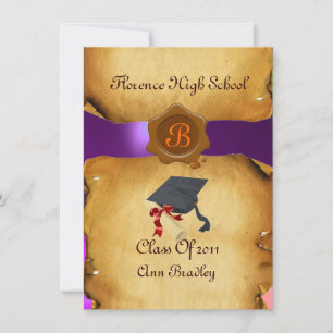 Invitation GRADUM MODÈLE PHOTO PARCHEMENT bleu cire Sceau