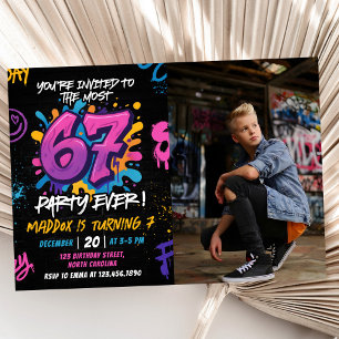 Invitation Graffiti 6 7 Mème Tendance Six Sept Anniversaire P