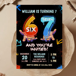 Invitation Graffiti 6 7 Meme Trend Six Seven Birthday Party