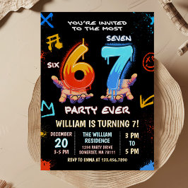 Invitation Graffiti 6 7 Meme Trend Six Seven Birthday Party