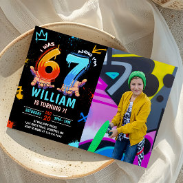 Invitation Graffiti 6 7 Meme Trend Six Seven Birthday Photo
