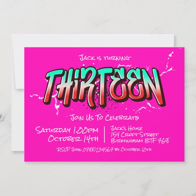 Invitation Graffiti Clair Treize (Devant)