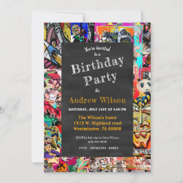 Invitation Graffiti collage mur avec tableau