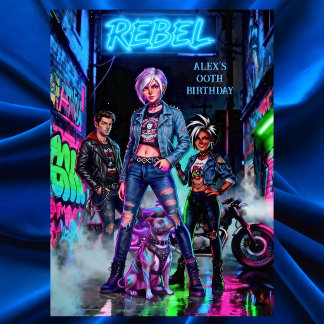Invitation Graffiti d'anniversaire rebelle moto ruelle chien