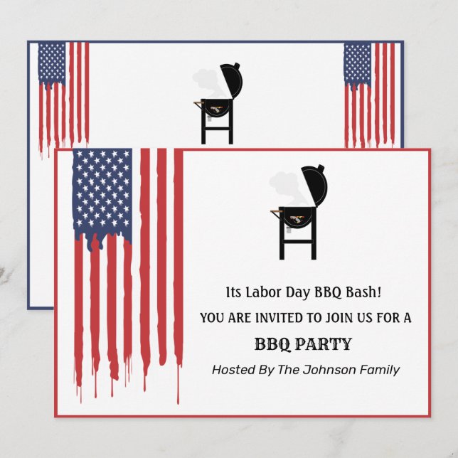 Invitation Graffiti de la Fête du Travail Parti du barbecue d (Devant / Derrière)