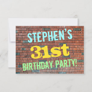 Invitation Graffiti en mur de briques inspiré 31e anniversair