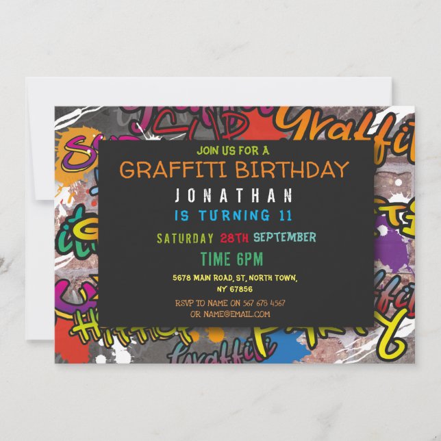 Invitation Graffiti Fête d'anniversaire Artisanat Spray Paint (Devant)