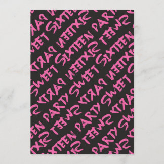 Invitation Graffiti Look Fashion Girl Sweet 16 Anniversaire