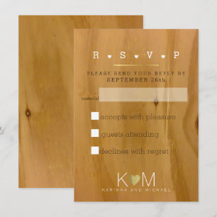 Invitation grains de bois rustiques rsvp pour la fête de mari