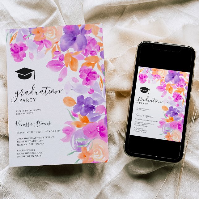 Invitation Graissage romantique pastel violet orangé (Créateur téléchargé)