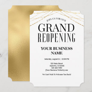 Invitation Grand business réouverture Faux Gold